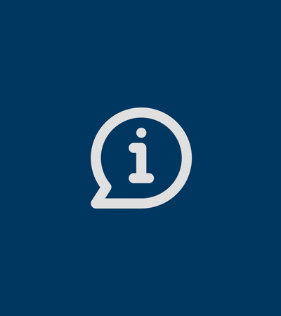 blauer Hintergrund mit weißem "i" in einer Sprechblase