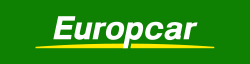 Europcar Logo - weißer Schirftzug auf grünem Hintergund und gelbem Strich unter dem Schriftzug