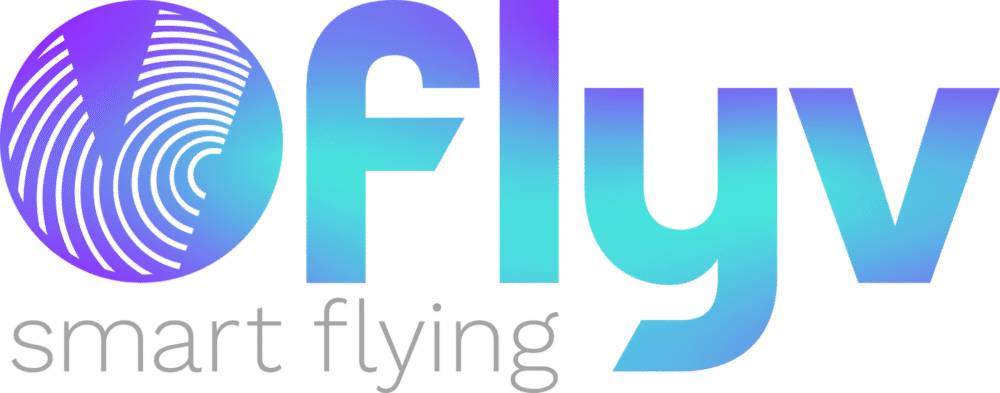flyvbird logo auf weißen Hintergund