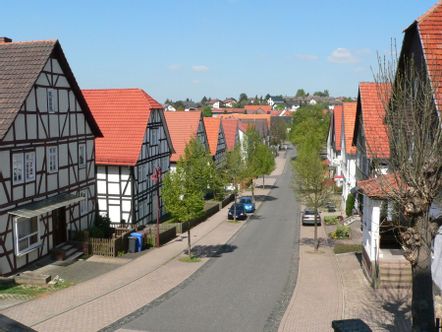 Blick auf die Schulstraße mit den Fachwerkhäusern in Altwildungen