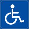 Ein Symbol in dem eine Person im Rollstuhl sitzt.