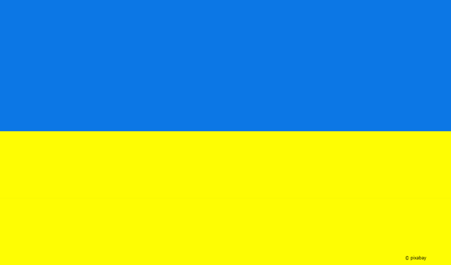 Eine in zwei Streifen aufgeteilte Flagge in den Farben Blau und Gelb von Oben nach Unten angeordnet.