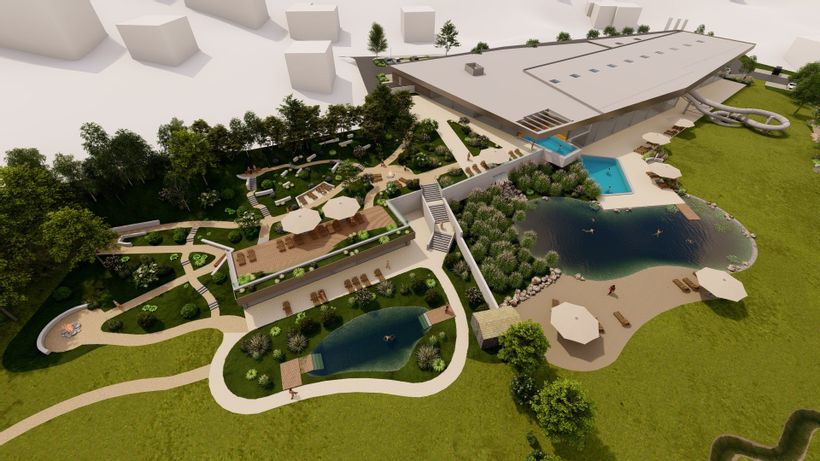 3D Modell des Außenbereichs vom Heloponte von Bad Wildungen