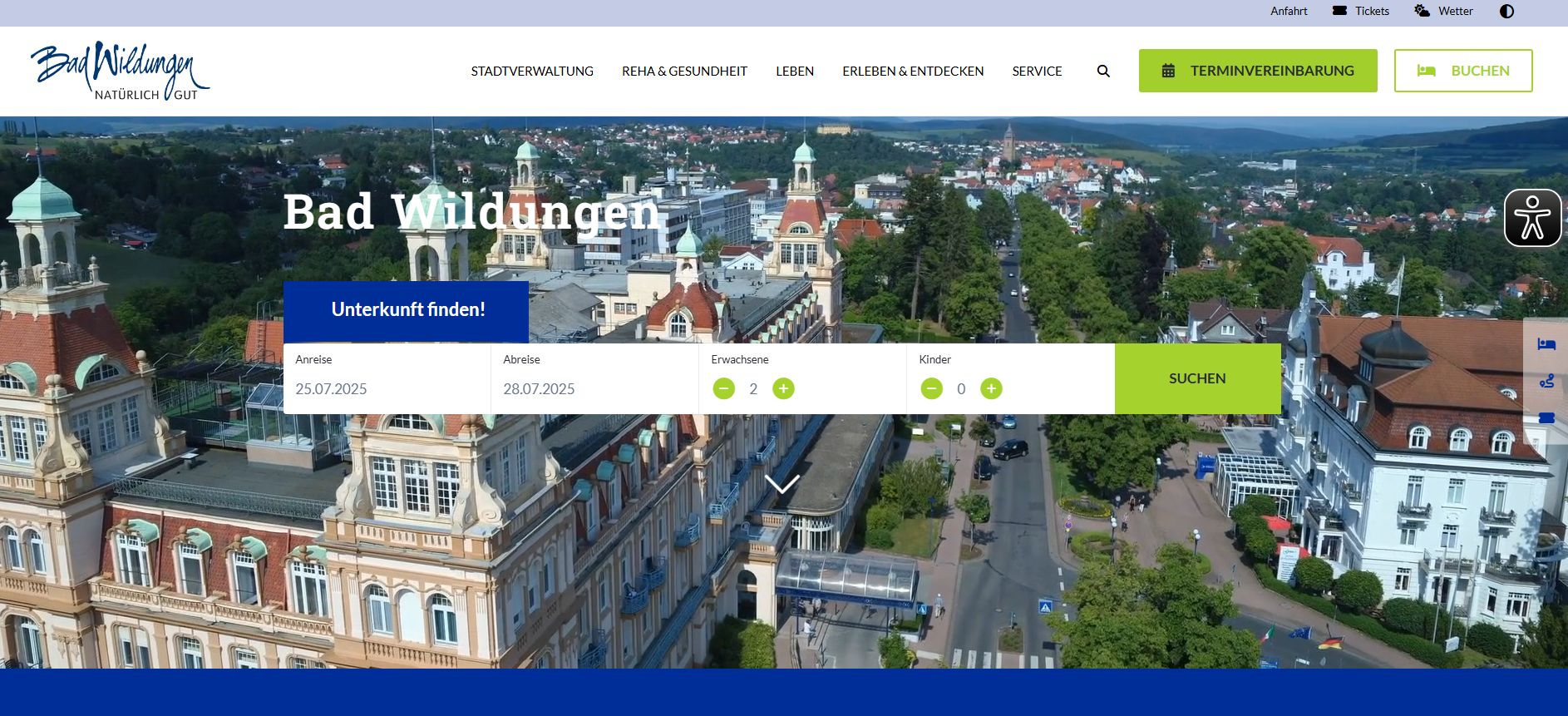 Header der Website, wo gezeigt wird, welche Menüpunkte es gibt