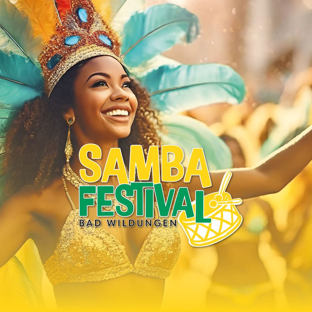 Mobiles Haederbild des Sambafestivals Bad Wildungen mit einer Sambatänzerin.