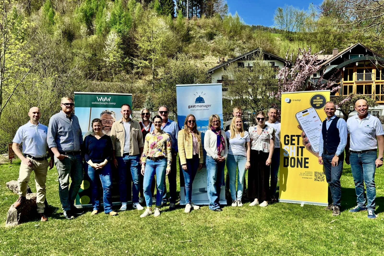 Sieben Betriebe und die Verantwortlichen von Gastmanager, Erledigt App und onlinejungle.camp