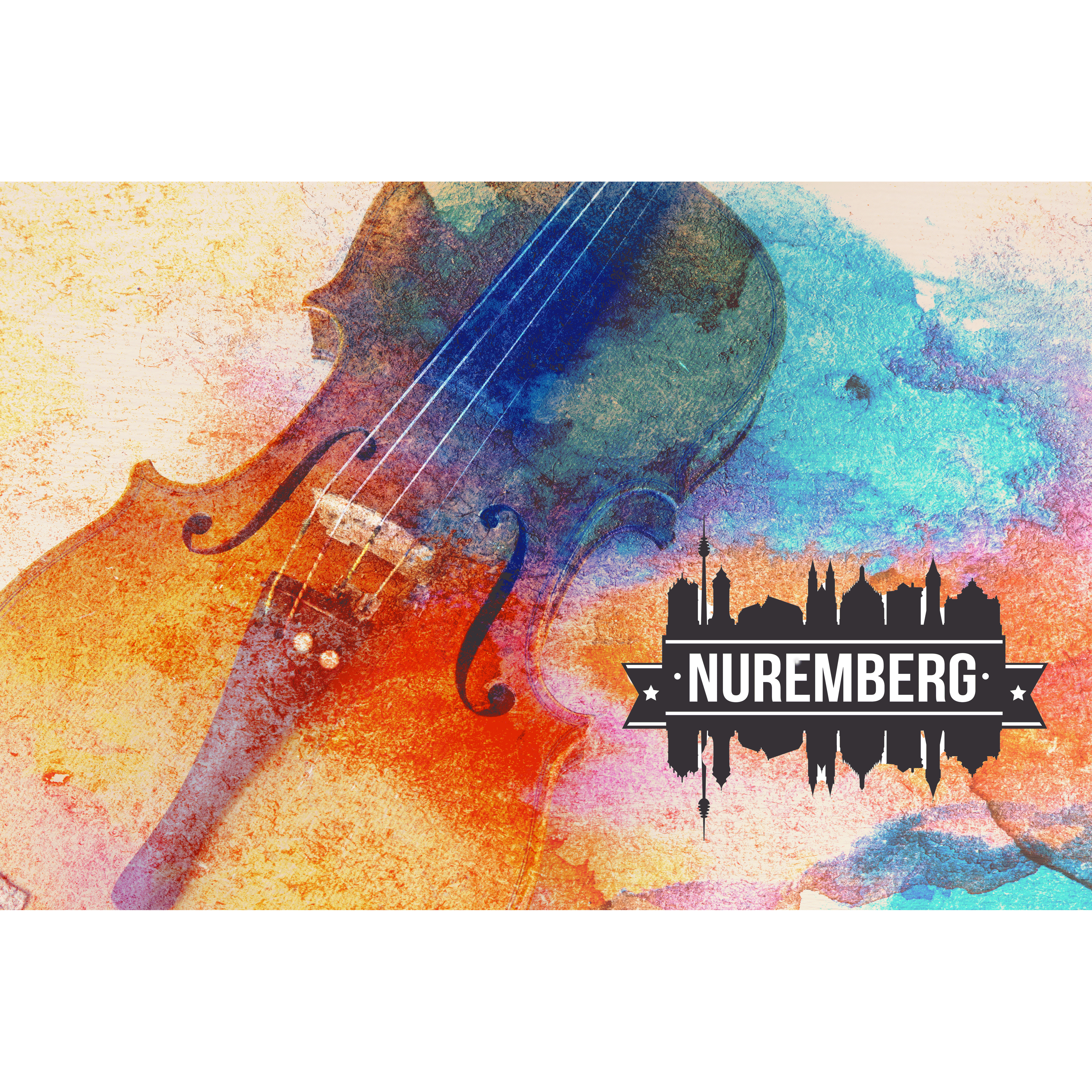 Abstraktes buntes Bild Geige Nuremberg Sticker