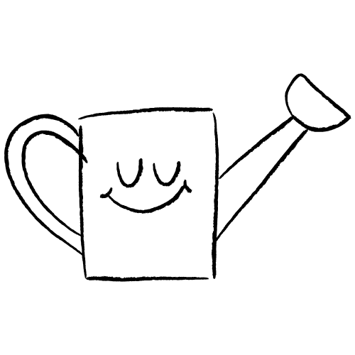 Gezeichnete Gieskanne mit Gesicht