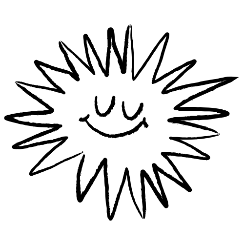 Gezeichnete Sonne mit Gesicht.