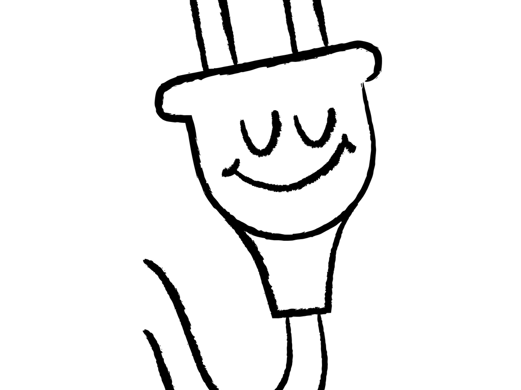 Gezeichneter Stecker mit Gesicht