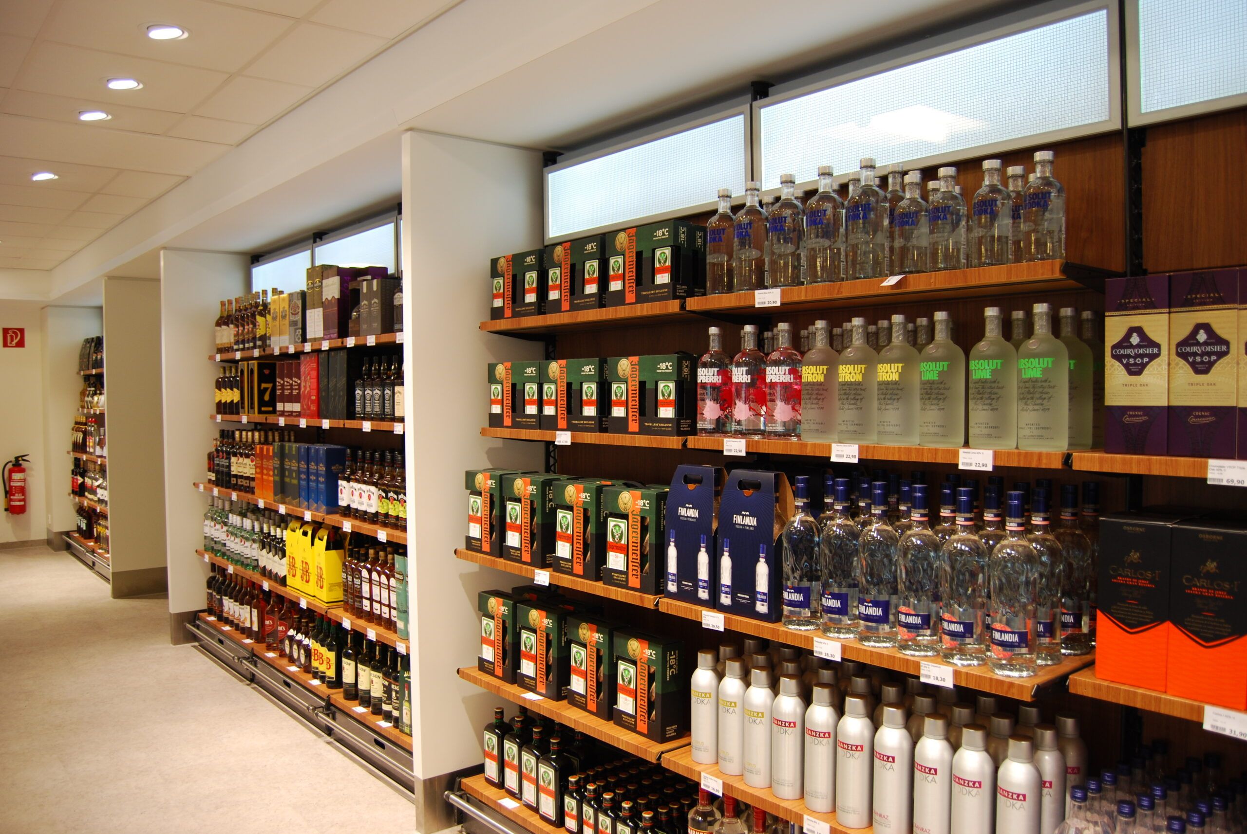 Full shelves in the duty free store