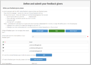 Screenshot english Define and Submit feedback