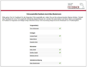 Beispiel Fragebogen Führungskräfte-Feedback durch Max Mustermann
