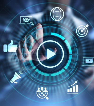 Software Video-Gallerie Kreis mit Video Symbolen