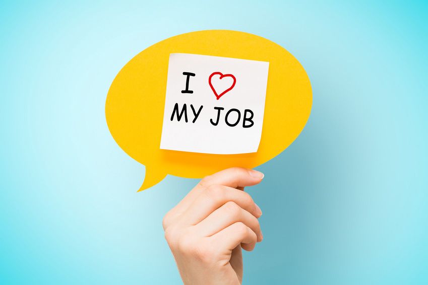 I love my job gelbe Sprechblase