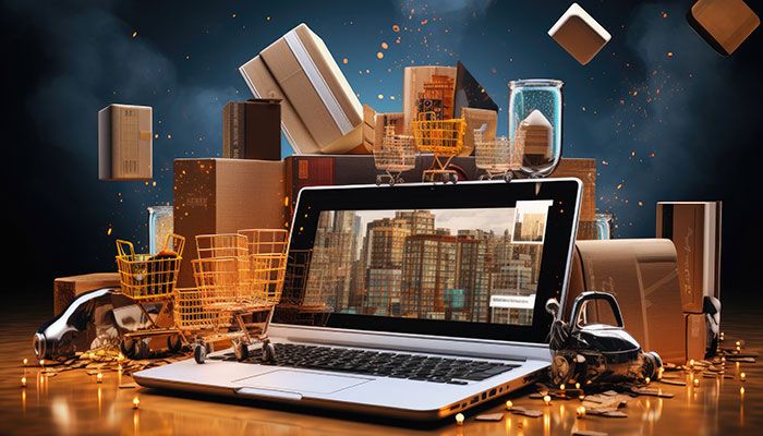 Mit einer Kundenanalyse zu Erfolg: Ein Laptop steht vor einem Haufen mit Goldbarren.