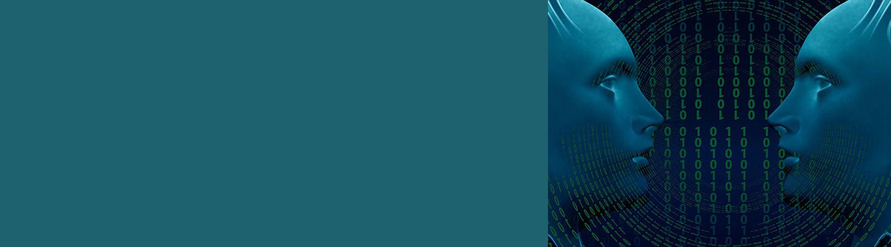 Matrixfrage Besonderfall Doppelmatrix: Zwei mit einem Computerprogramm generierten Gesichter sehen sich an.