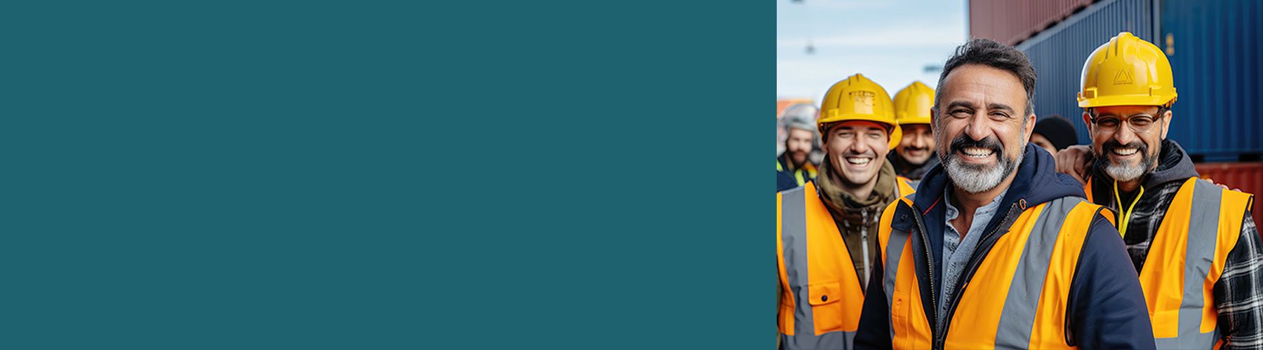 Eine Mitarbeiterbefragung in der Industrie wird bei einer Gruppe von Bauarbeitern durchgeführt.