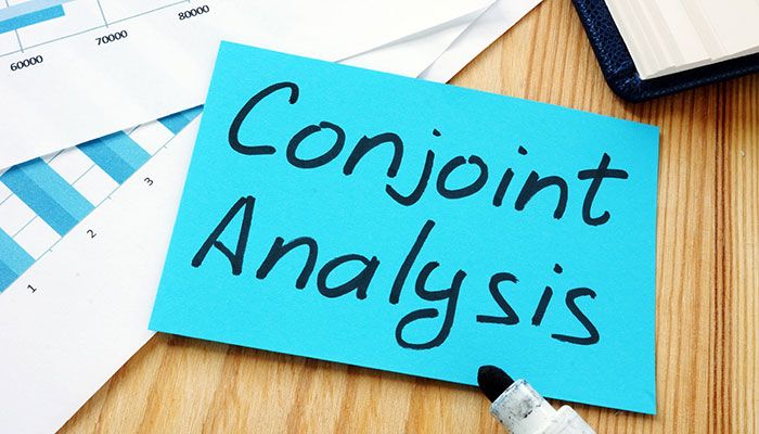 Es liegt ein Papier auf dem Tisch auf dem Conjoint-Befragung steht.