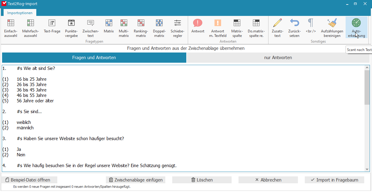 Text2Rog Autoerkennung