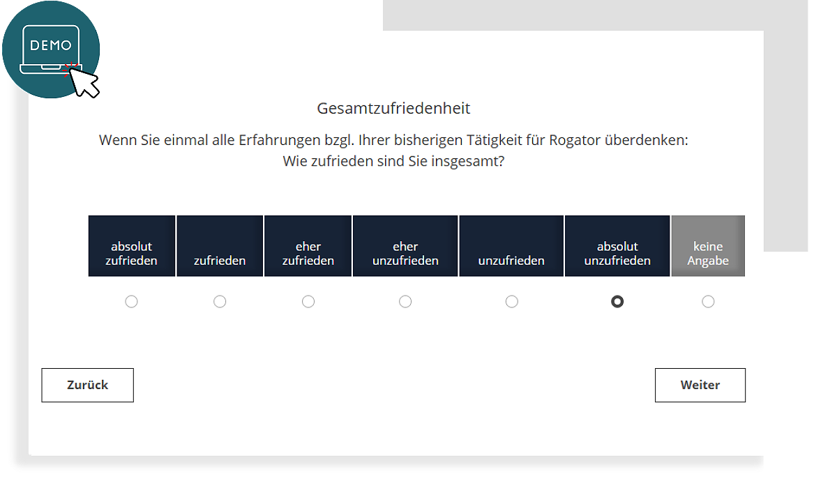 Mitarbeiterfeedback Demo-Befragung Gesamtzufriedenheit