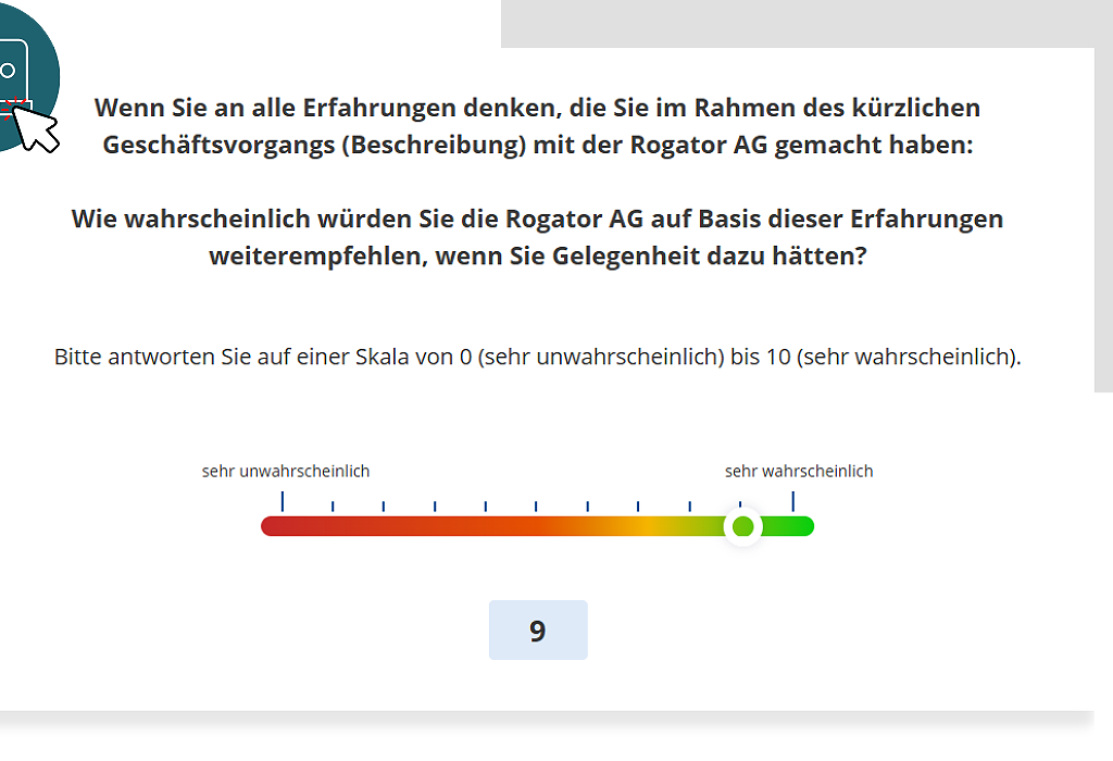 NPSplus Demo-Befragung Schieberegler Weiterempfehlungsbereitschaft