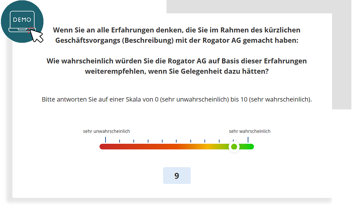 NPSplus Demo-Befragung Schieberegler Weiterempfehlungsbereitschaft
