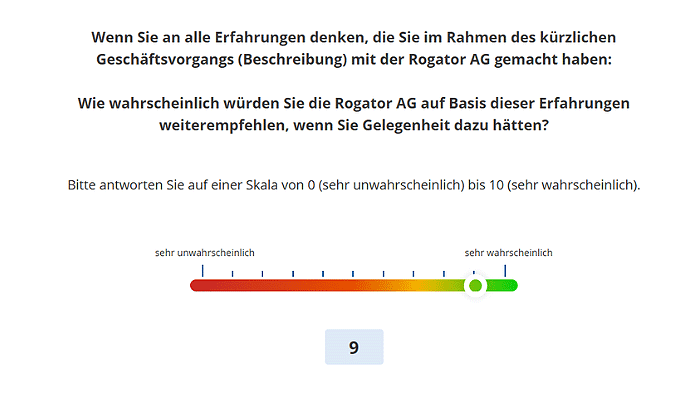 NPSplus Demo-Befragung Schieberegler Weiterempfehlungsbereitschaft