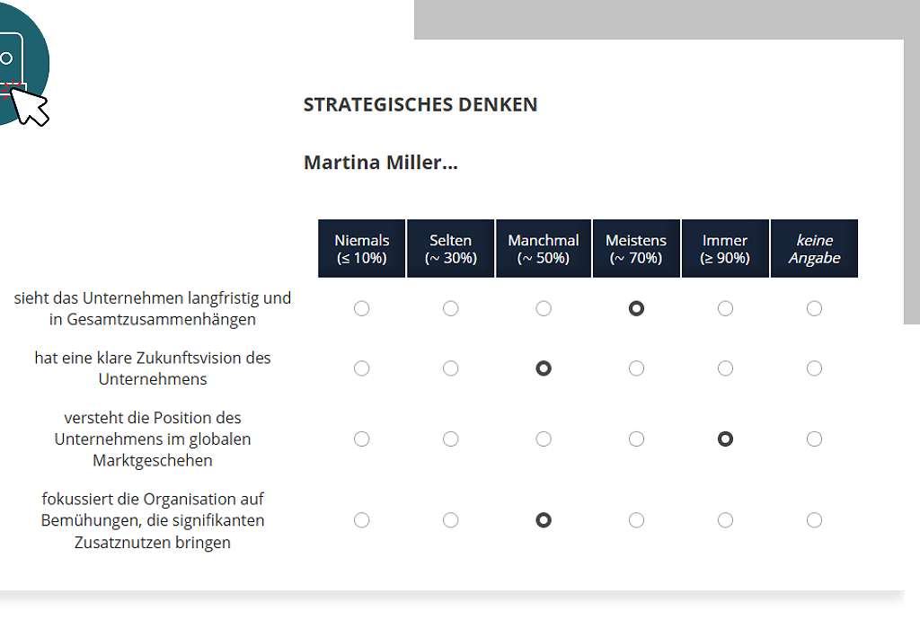 Führungskräftebefragung Demo Item zur Einschätzung des strategischen Denkens