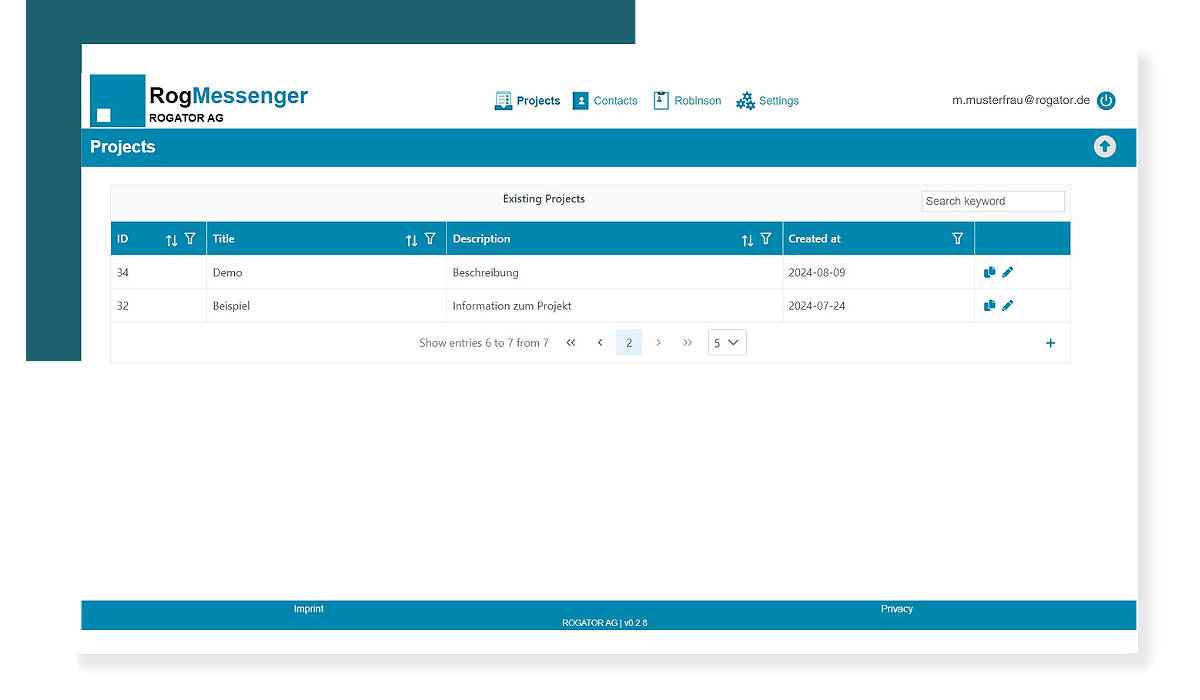 RogMessenger im Einsatz bei der Erhebung des NPSplus