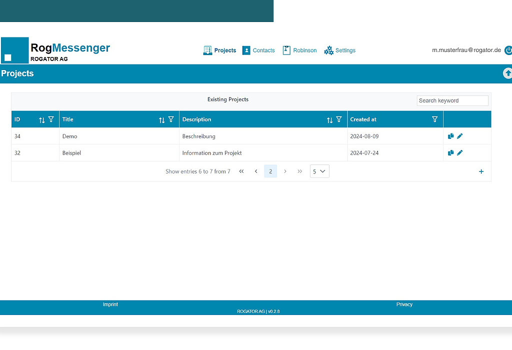 RogMessenger im Einsatz bei der Erhebung des NPSplus