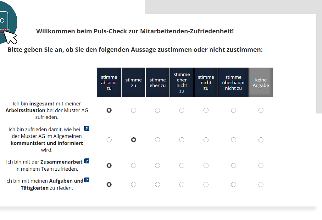 Puls-Check Demo-Befragung zu Mitarbeitenden-Zufriedenheit