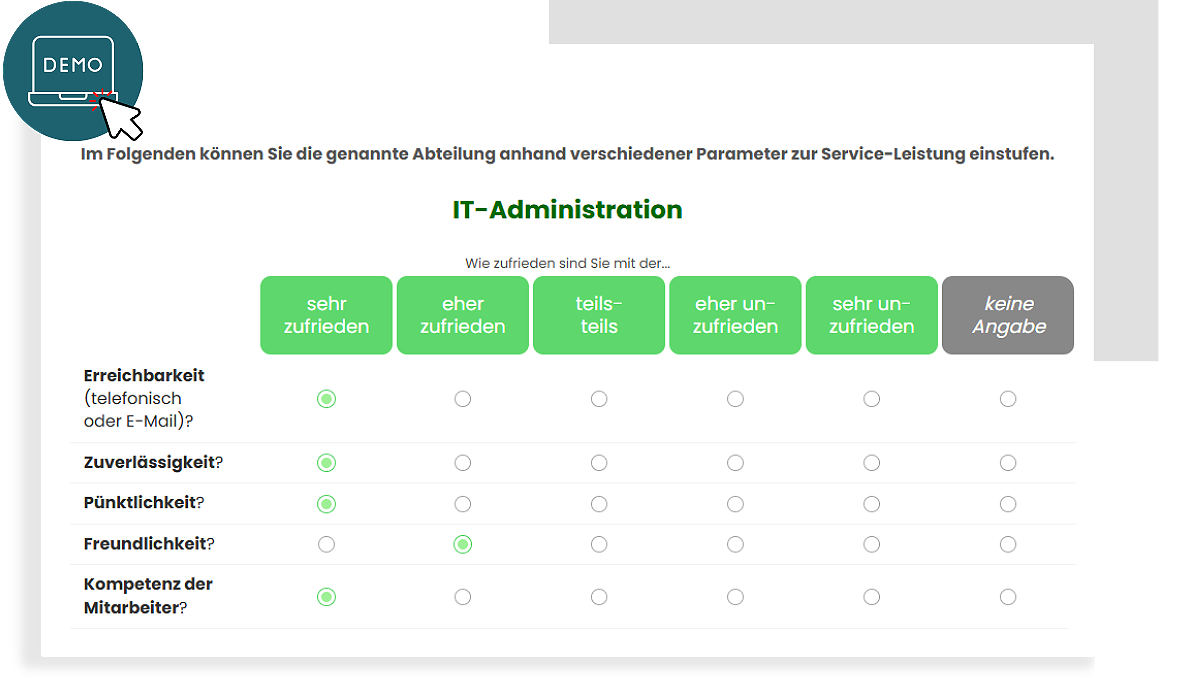 Schnittstellen-Feedback Demo zur internen Zufriedenheit mit der IT-Abteilung