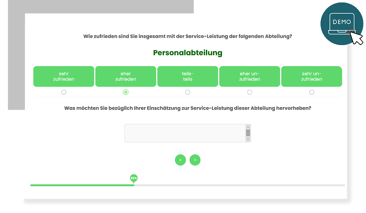 Schnittstellen-Feedback Demo zur internen Zufriedenheit mit der Personalabteilung