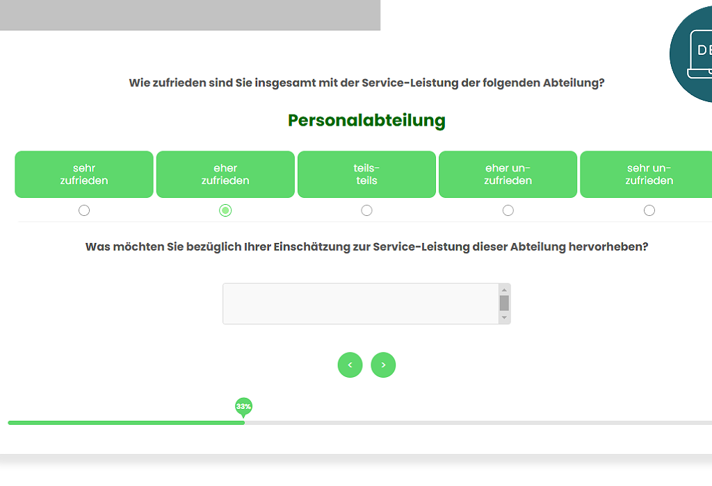 Schnittstellen-Feedback Demo zur internen Zufriedenheit mit der Personalabteilung