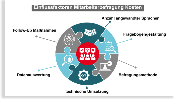 Schematische Darstellung der Einflussfaktoren der Kosten einer Mitarbeiterbefragung