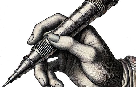 Grafik eines Ultraschallskalpells im Kupferstichstil