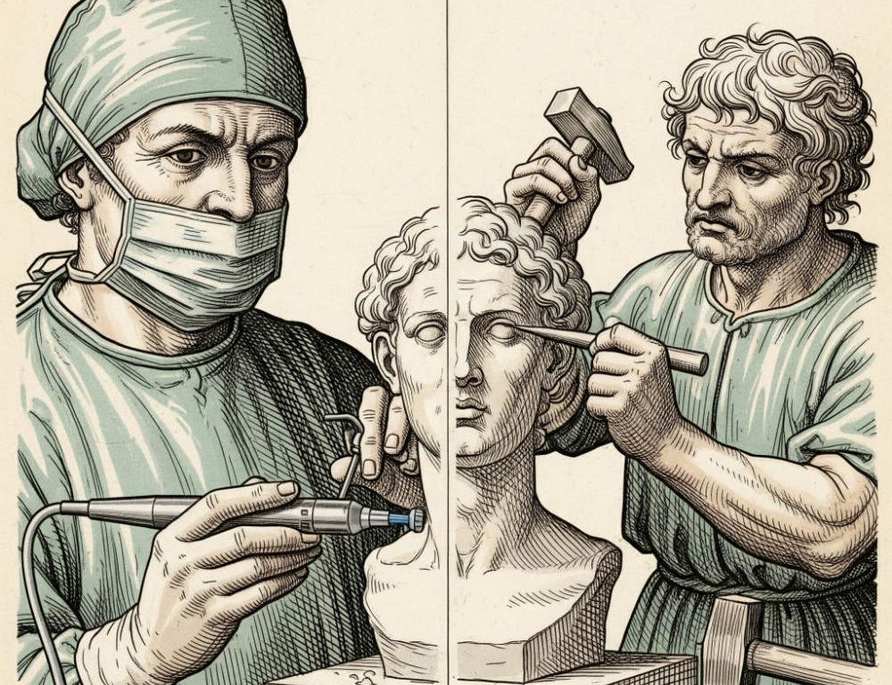 Illustration eines Operateurs und eines Bildhauers