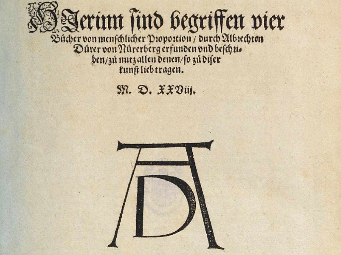 Titelseite von Albrecht Dürers ‚Vier Bücher von menschlicher Proportion‘ – klassisches Werk zur Ästhetik und Gesichtsproportion
