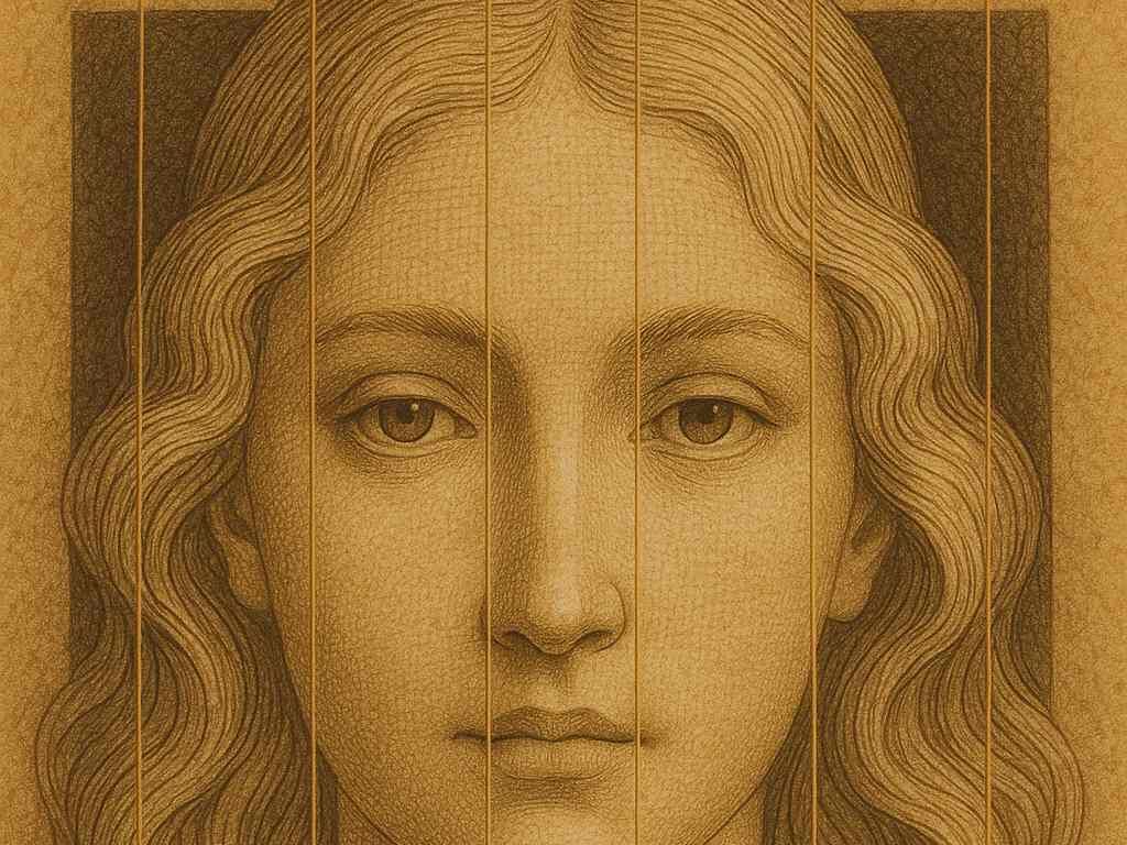 Klassische Gesichtseinteilung in fünf Fünftel mit zentraler Nase