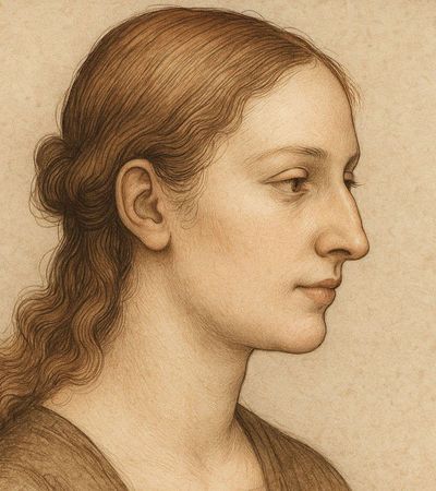 Illustration einer Höckernase mit markantem Nasenrücken in Seitenansicht