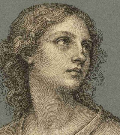 Sepiafarbenes Porträt mit eingesunkenem Nasenrücken und flach wirkendem Nasenprofil – künstlerische Darstellung einer Sattelnase im Stil der Renaissance