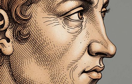 Seitliches Porträt eines Mannes mit Sattelnase – abgeflachter Nasenrücken nach früherer OP