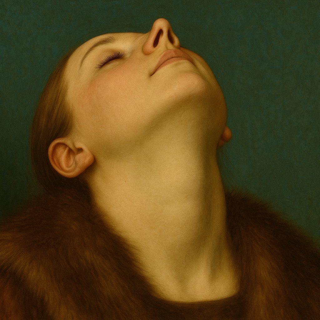 Spannungsnase mit hohem Nasenrücken und schmalen Nasenlöchern – Unteransicht.