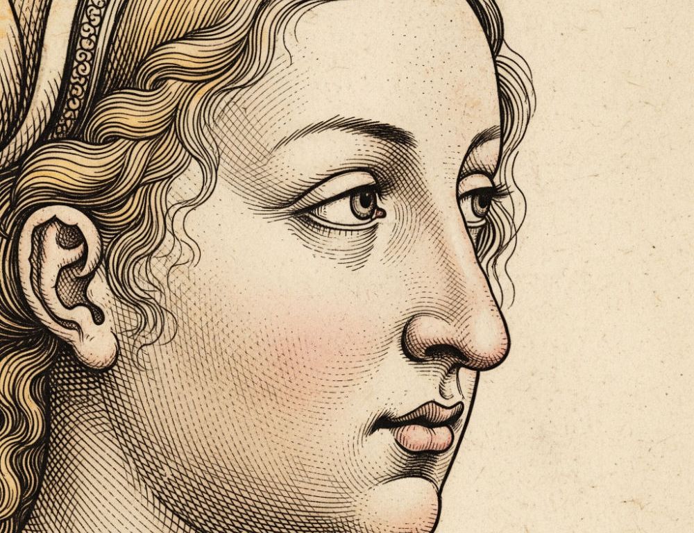 Darstellung einer hängenden Nasenspitze nach Nasenoperation: abgesunkene Spitze durch fehlende Stabilisierung der Flügelknorpel und nachgebende Gewebeverbindungen – typischer Befund ohne Septal Extension Graft