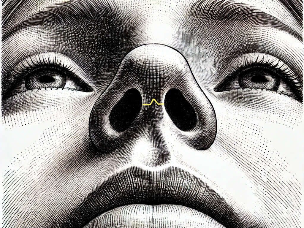 inverted-V Schnitt bei einer offenen Nasenkorrektur am Nasensteg