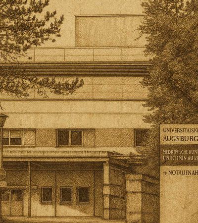 Illustration des Universitätsklinikums Augsburg im Stil Albrecht Dürers – Symbolbild für operative Demonstration moderner Nasenkorrektur mit Piezo-Technologie und Preservation-Methode durch Dr. Brügel