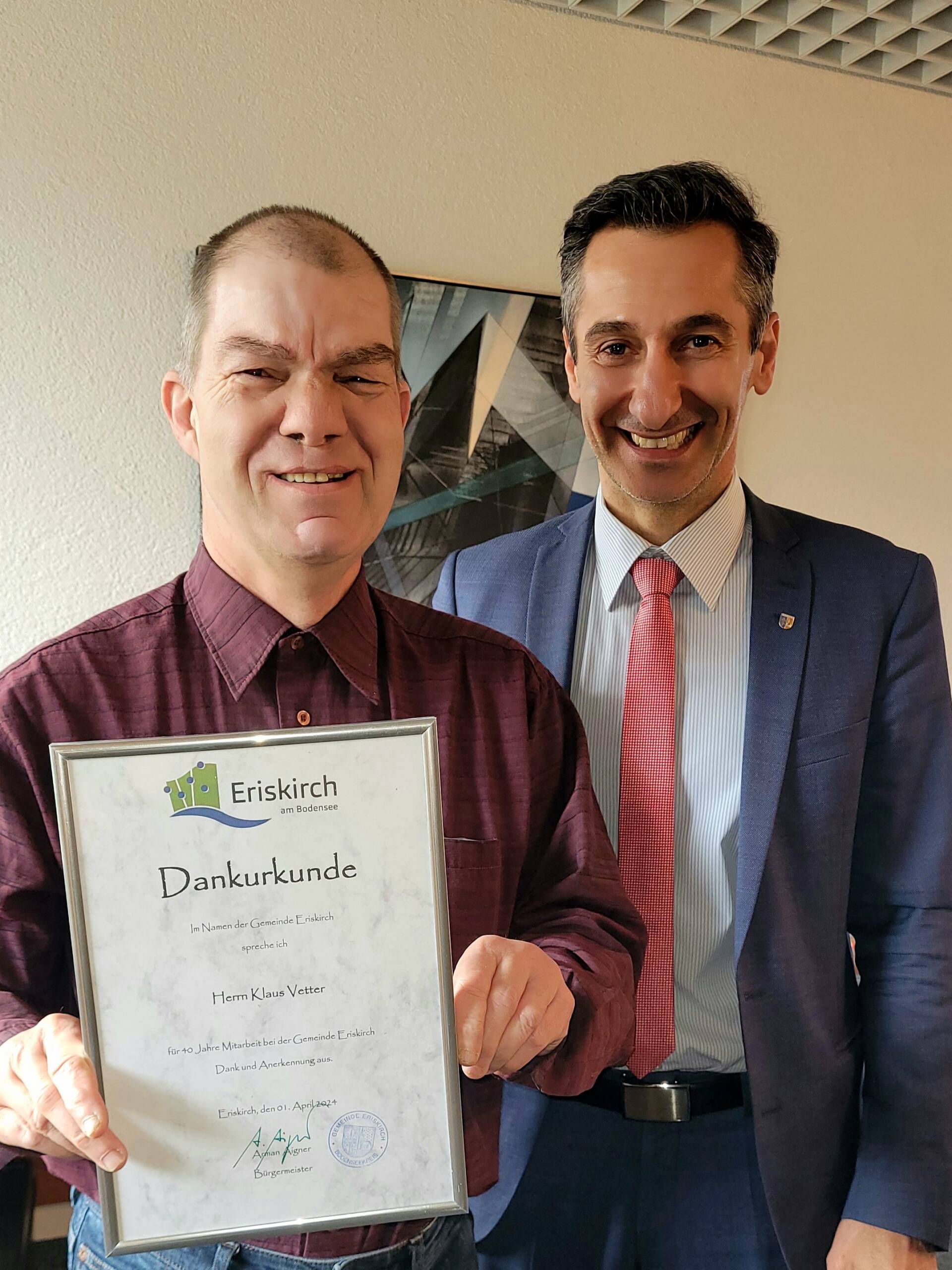 40 Jahre im Dienst der Gemeinde Eriskirch Gemeinde Eriskirch