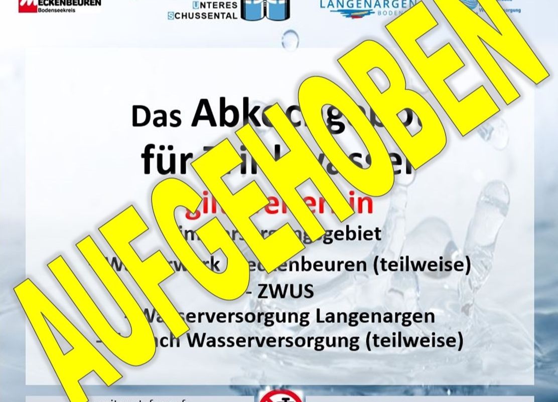 Abkochgebot für Trinkwasser aufgehoben