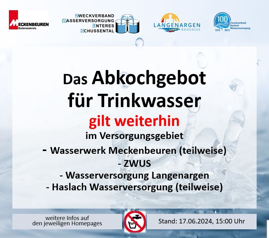 Das Abkochgebot für Trinkwasser bleibt bestehen